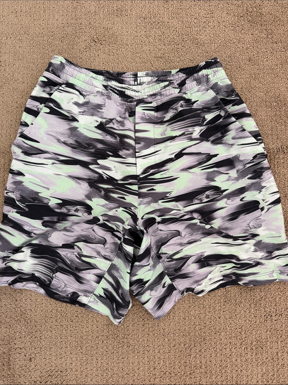 lululemon athletica Men's Lined Pacebreaker Shorts in Mint, Black, and Gray